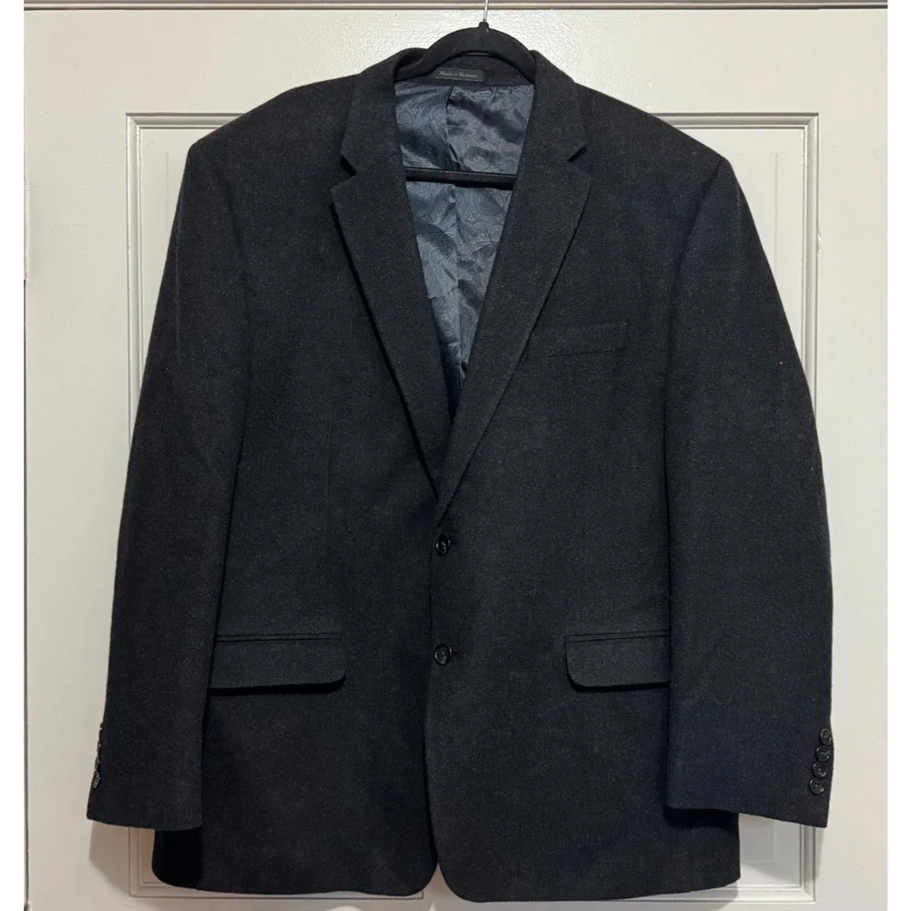 Lauren Ralph Lauren Wool Cashmere Silk Gray/Brn 2 Button RN90736 Coat Jacket 48R